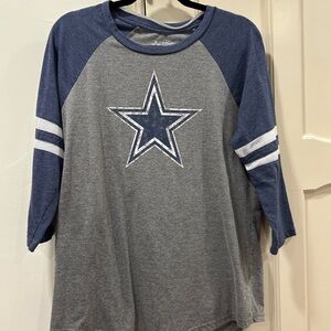 NFL Dallas Cowboys Authentic Blue Gray 3/4 Sleeve Women’s Top